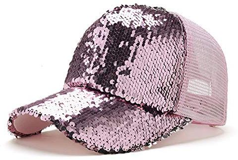 de las mujeres gorros lentejuelas brillantes Messy Bun casquillos del sol para damas