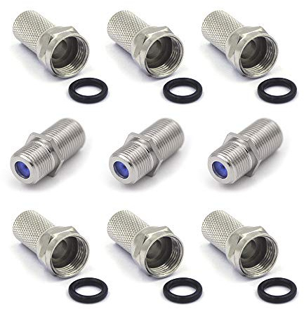 VCE F-kontakt 7 mm set med gummitätning bred mutter F-kontakt koppling satelladdare adapter för koaxial antennkabel förlängning satellit kabel BK system
