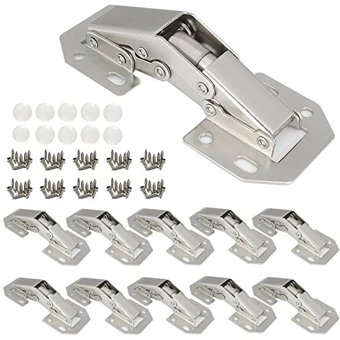 REDYA 10-Pack Hidden Hinges for Cabinet Doors, Frameless Concealed Cabinet Hinges 90 Degree Hinges, Surface Mount Hinges, Easy Installation