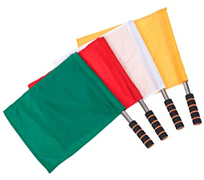 4pcs Referee Flag Sports Linesman Flags Track and Field Events Match Training Flags with Stainless Steel Pole Stick (Mixed Colors)