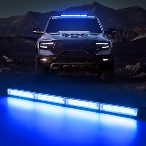 58 cm LED Rundumkennleuchte 80W Blau Rundumleuchte für Auto Anhänger Wohnwagen SUV -17 Blinkende Stroboskop-Modi…