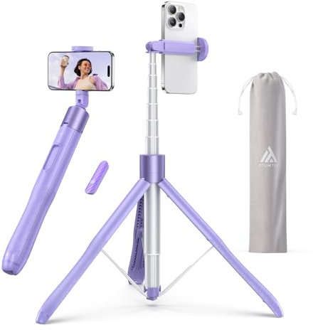ATUMTEK Trípode Palo Selfie Todo en Uno para Móvil - Edición Morada: 150cm Trípode Versátil con Control Remoto, Ideal para Capturar Fotos y Vídeos, Diseño Compacto y Portátil
