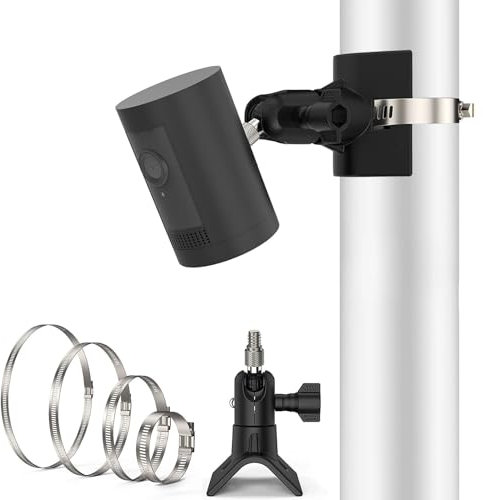 Kamera Halterung für Ring Außenkamera & Innenkamera, Masthalterung für Ring Stick Up Cam/Pro, Pole Halter für Ring Indoor Cam, Wandhalter für Spotlight Cam, Zubehör für Ring Kamera, 1 Stück, Schwarz