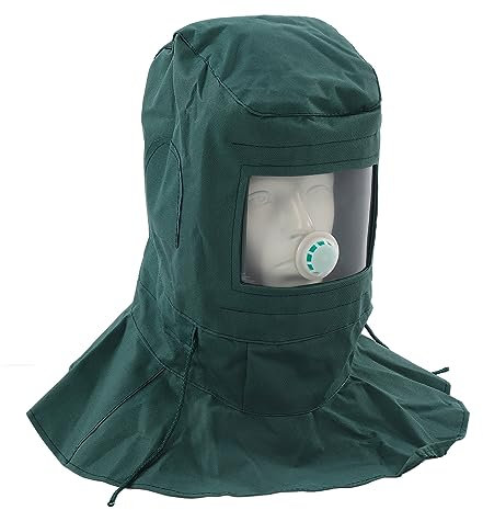 Cappuccio per Sabbiatura, Maschera per Sabbiatrice con Cappuccio a Scialle in Tessuto Oxford con Schermo in PC Trasparente, per Taglio, Levigatura a Spruzzo, Protezione