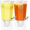 Lifewit 4L Dispenser Bevande con Rubinetto, Set di 2 (in 1 Confezione) Dispenser Acqua in Plastica, Contenitore Distributore Bevande Ghiacciati con Supporto per Cocktail, Succhi, Limonata e Tè