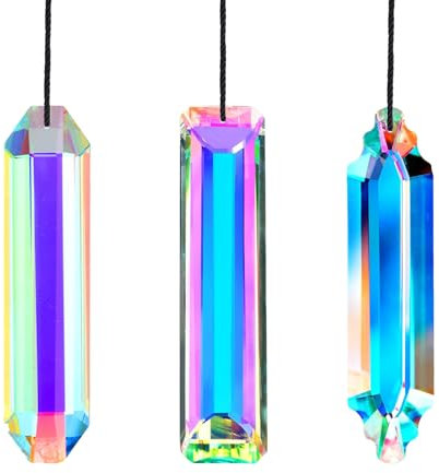 3 acchiappasole in cristallo da 12 cm, prisma in cristallo da appendere, acchiappasole colorato AB, acchiappasole in cristallo, acchiappasole per acchiappasole da appendere, ornamento per finestra