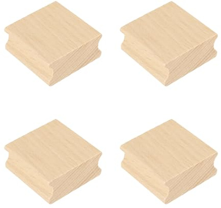 PATIKIL Bloque De Sello De Madera 45x45mm, 4 Piezas Monturas De Sello De Goma En Blanco Bloques De Madera De Haya Dura Para Hacer Manualidades DIY, Color Madera