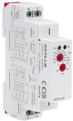 BuyWeek GRT8-LM Relais Treppenhausautomat Zeitschaltuhr 0,5-20 Minuten Einstellbare Zeitschalter, Automatic Korridortimer 10 Funktionsmodi, Haushalts-Wechselstromschütz Hutschiene AC 230V 16A