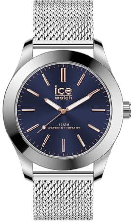 ICE-WATCH - Ice Steel Silver Dark Blue Milanese - Montre Argent pour Homme avec Bracelet en Acier Inoxydable - 024748 (Medium)