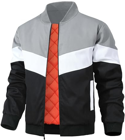 Zaitun Men's Jackets Lightweight Bomber Jacket Winter Warm Quilted Lined Coats Casual Windbreaker Varsity