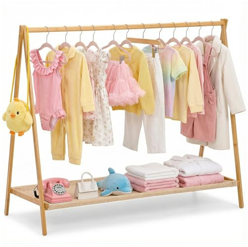 Warmiehomy Clothes Rail, Kids Wardrobe Clothing Rail Dress Up Rail