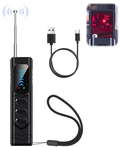Detecteur de Camera Micro Espion, Detecteur de Camera et Espion 5 Niveaux de Sensibilité, Détecteur de Micros GPS, Tracker Scanner GSM ÉCoute Device, Détecteur RF sans Fil pour Bureau, Hôtel, Maison