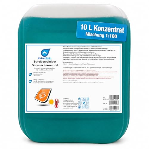 KaiserRein Scheibenreiniger Auto Sommer Konzentrat 10L Kanister Scheibenwischwasser Auto Wischwasser Sommer guter Geruch Autoscheibenreiniger