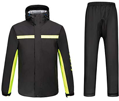 Ynport Crefreak Wasserdichter Anzug für Herren/Damen, Camouflage-Muster, mit Kapuze (Schwarz, XL)