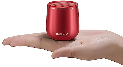 INSMY Small Bluetooth Speaker, Waterproof Mini Portable Wireless Speaker, Punchy Bass Rich Audio Stereo Pairing, Handheld Pocket Size, Built in Mic for Hiking Biking Gift Laptop Tablet (Red)