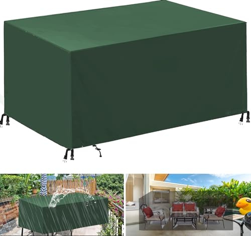 HRSMTY Copertura per Mobili da Giardino,420D Impermeabile Antivento Raggi UV Antipolvere,Panno Oxford Tavoli Cortile Copri Copridivano,Rettangolare Copertura Tavolo Giardino
