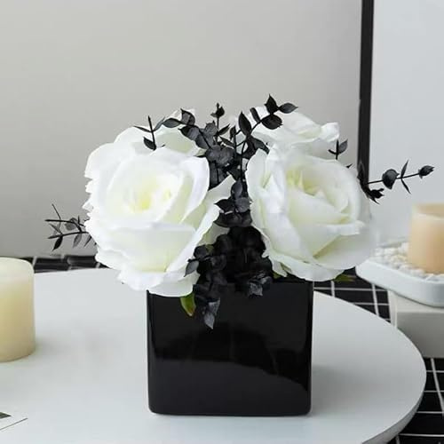 LADADA Artificial Flowers with Small Ceramic Vases