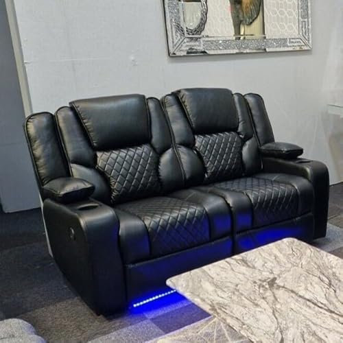 Generic Orlando - Electric Recliners Sofa With Cupholders - 3+2 Seater SofaSet/LED Lights/Wireless Charging (2 Seater,Black)