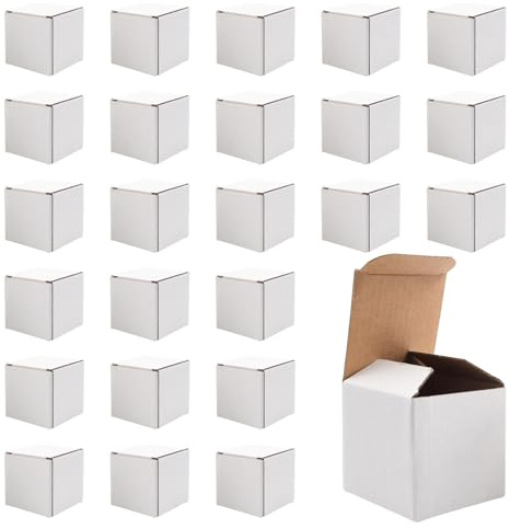 25 st. fraktkartong vit 10 x 10 x 10 cm wellpapp vikbar kartong presentlåda wellpapp förpackning frakt lagring kartong låda