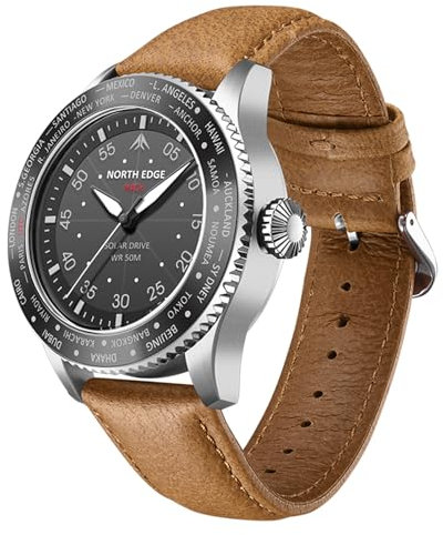 Lixada North Edge Mach Watch, Pilotenuhr, solarbetriebene Uhr für Herren, 50 m wasserdicht, Chronograph, Nachtsicht, hält bis zu 180 Tage, Solaruhr