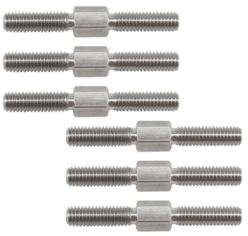 (6 Pieces) M6x100mm Hex Double End Threaded Stud With Right Hand thread and Left Hand thread 304 Stainless Steel Equal Thread Length Rod Bolts