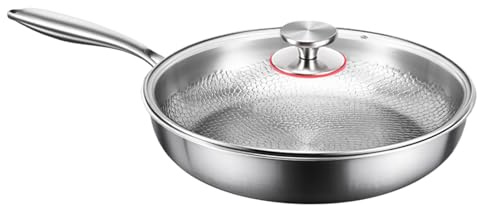 Non-stick induktionsstekpanna - professionell grädde för matlagning | Essentiell nonstick-induktionsgrädde med lock | multifunktionella titankrukor men