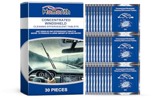 SHOOYIO Lot de 30 pilules de nettoyage pour pare-brise à dissolution rapide, anti-buée, anti-pluie, eau, répulsif, pour film d'huile