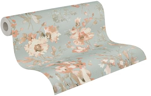 Livingwalls carta da parati TNT con motivo floreale in blu, grigio e rosa – Carta da parati floreale romantica 10,05 m x 0,53 m di COSMOPOLITAN – 790616