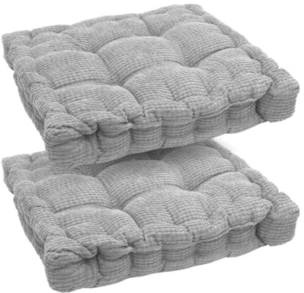 MIUUIPI Stuhlkissen 40x40cm, 2 Stück Sitzkissen Outdoor, Dicke Bodenkissen, Sitzpolster Outdoor für Bank und Gartenstuhl (Hellgrau)