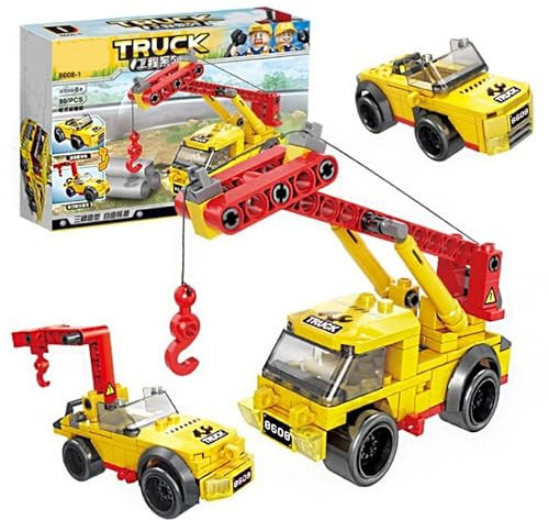 Hyleara Techink Grue 3 en 1 Kit de construction 99 pièces briques de construction technique à partir de 6 ans pour garçons, grue de camion, blocs de serrage voiture, cadeaux pour enfants