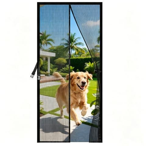 PJExim Magnetic Fly Screen Door 80X200CM, Stainless Steel Mesh, Frame Hook & Loop Convenient for Entry ＆ Exit, Includes Velcro ＆ Nails, Mosquito Screen Door Ideal for Balcony ＆ Bedroom Doors