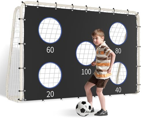 But de football avec mur de tir I 240 cm x 170 cm I But de football pour enfant de qualité supérieure avec filet, mur de tir et piquets I Convient pour toutes les situations