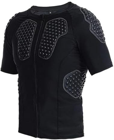 Adult Men's Compression Vest XL, Black Front Zip, Training Shirt, Basketball Quick-Dry, Protective Padding, Soccer, Baseball, Snowboarding, Rugby