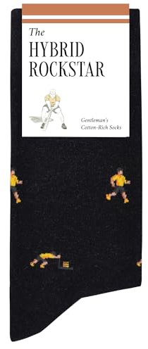 The Hybrid Rockstar Socks - Funny Gym Men's Socks - Running, Sports Gift | 1 x Pair, Size 7-12, Black, Premium Cotton Blend - Fitness Gifts for Gym Goers, Athletes, Trainers - The Athletic Gent