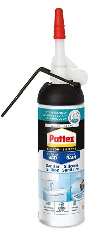 Pattex Perfektes Bad Sanitär Silikon, Silikondichtstoff für Dehungs- und Anschlussfugen im Sanitärbereich, Anwendung ohne Kartuschen-Pistole, UV- und Alterungsbeständig, Pilzhemmend, Weiß, 100ml