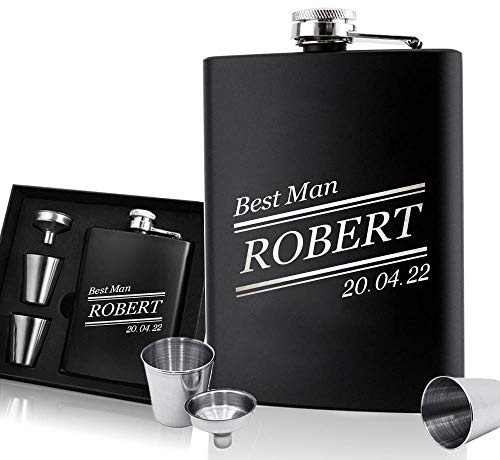 EDSG Personalised Hip Flask | Engraved Whisky Flask 6oz Pocket Flask | Custom Gift for Best Man Fathers Day Wedding | Gift for Dad Daddy Father Grandpa Granddad Hand Finished in UK (Name)