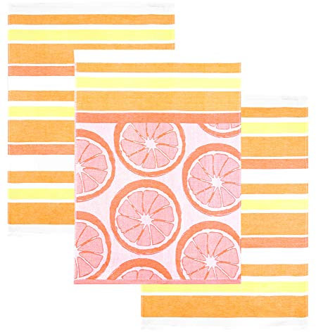Lashuma Spültücher 3er Set, Handtücher Gestreift 50x70 cm, Küchentücher Baumwolle Orange