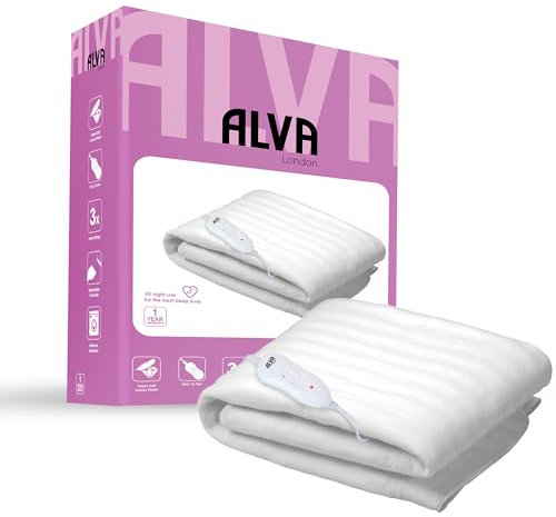 STINGRAY Electric Under Blanket Tie-Down Fit with Strong Ties | 85 W Heated Under Blanket | Soft Polyester Fleece | Machine Washable | Double 120 × 135 cm