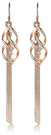Deyanse Silber Lang Ohrringe Hängend, 925 Sterling Silber Krumm Raute Tropfen Baumeln Ohrringe, 94mm Rosegold Hängeohrringe für Damen Frauen, Hypoallergen Schlangenkette Quaste Ohrhänger Ohrring