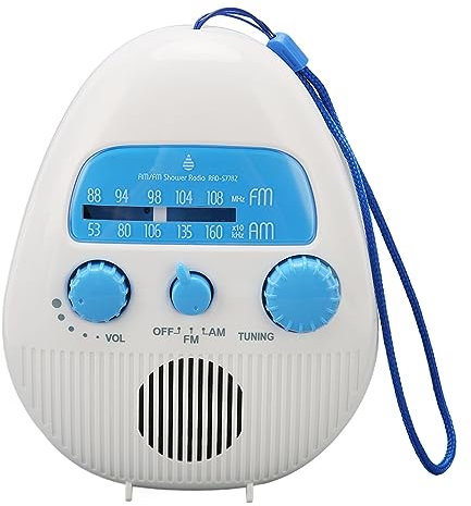 Wasserdichtes Duschradio, Spritzwassergeschütztes AM FM Radio mit Drehknopf, Eingebautem Lautsprecher, Einstellbarer Lautstärke, für den Einsatz Im Badezimmer Im Freien