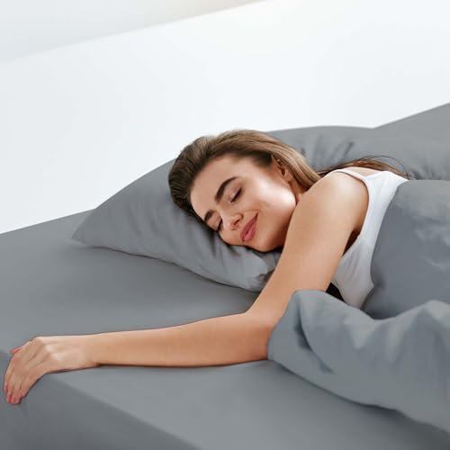 LuxClub Spannbettlaken 160x200cm, 100% Jersey Baumwolle bettwäsche mit 45cm Matratzenhöhe Weich und Knitterfrei Bettlaken Grau