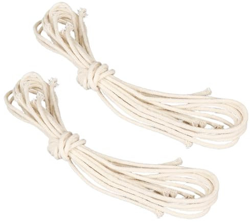 2pcs Hitzebeständiger Baumwolldocht für Öllampen - 1m x 4mm, Ersatzdocht für Petroleumlampen, inklusive Dochthalter und geflochtenem Lampendocht - perfektes Zubehör für Öllampen und Kerzen