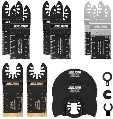 JOEJONI 13 tlg Multitool Sägeblätter Set, Universelles Multitool Zubehör, Oszillierendes Zubehör Set, für Fein Multimaster, Ryobi, Milwaukee, Bosch, Dremel, Dewalt, Rockwell, Makita and More