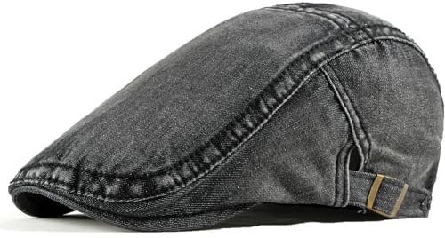 YAMEE Baskenmütze Unisex Denim Klassisch, Barett Mütze Verstellbar-Freizeitkappe, Schiebermütze Zeitungsjungenmütze, Flat Cap Outdoor Sonnenschutz (55CM-60CM)