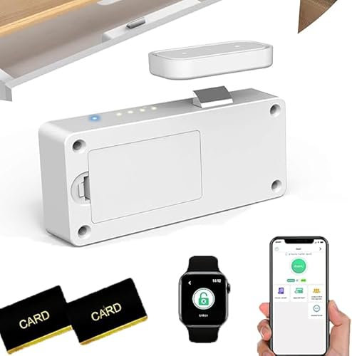 Smart Schubladenschloss, Dhiedas Elektronisches Schrankschloss mit APP, NFC, Megnetische Kindersicherung Schrankschloss für Schrank Schublade Kasten Schließfächer Briefkasten usw-Weiß