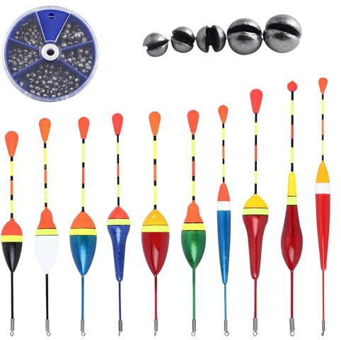 Riceel Fishing Posen Set 10 Stück Schwimmer Angeln Forelle Angelpose Posen Angeln Angelposen Bobbers mit Angelblei 0.6g-4.5g Schwimmer für Fischerei