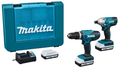 Makita DK18922A01 Set Schlagbohrmaschine HP488D, TD127D 18 V Typ G, 3 Akkus à 2,0 Ah Koffer