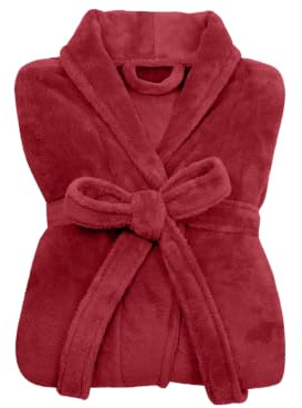 npluseins Peignoir de bain en polaire moelleuse avec col châle – Femme & Homme, XXL, Bordeaux