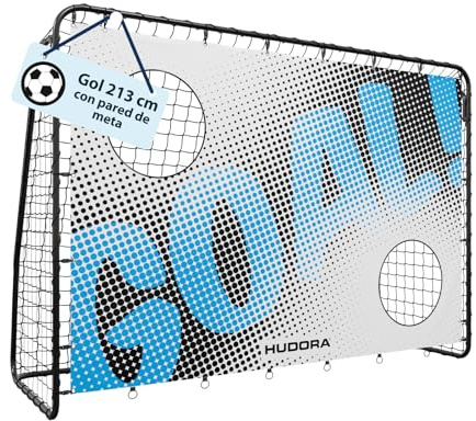 HUDORA Portería de Fútbol con Pared de GOL - Portería de fútbol Robusta para niños y Adultos al Aire Libre - Pared de Tiro con Dos Agujeros Reforzados - Goal