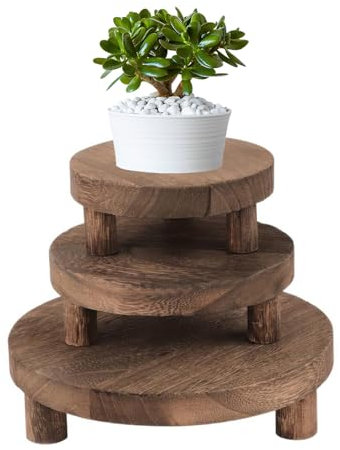 Lansls Lot De 3 Supports Ronds En Bois Pour Plantes, 3 Tailles, Pot De Fleurs, Petit Support De Présentation, Petit Tabouret En Bois Pour Plantes，Pour La Maison, La Cuisine, La Terrasse